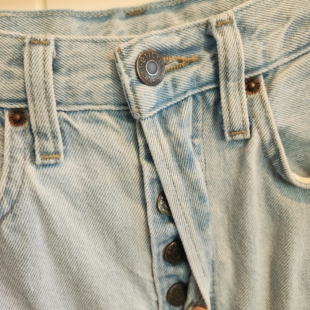 Etica Pinch Waist Bryce boyfriend jeans Light Wash Raw Hem Size 24 - Picture 7 of 7